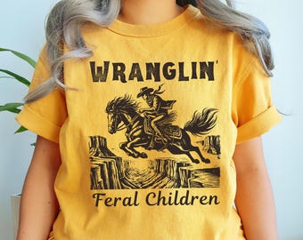 Wrangling Feral Children SVG PNG: Projekt retro kowboja (pobranie cyfrowe)