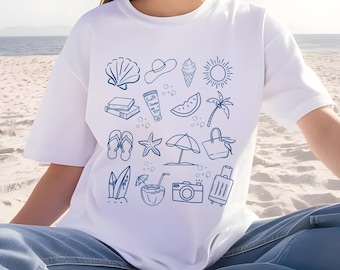 Summer Doodles PNG SVG: Beach Vacation Shirt Design (Digital Download)