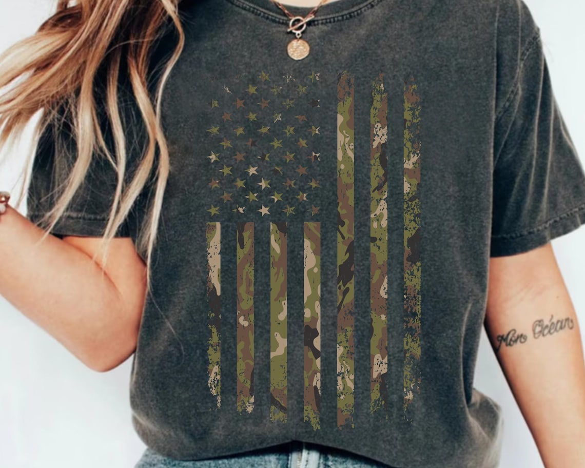 Camo American Flag PNG: Military Camouflage Design (digital Download ...