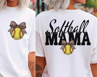 Softball Mama Leopard Bow PNG SVG: Game Day Shirt (Digital Download)