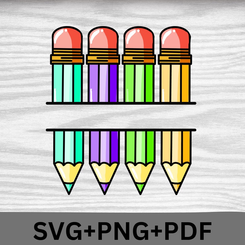 Pencil Name Svg png Pdf Pencil Split Monogram Crayon Svg Etsy