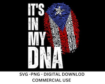 Puerto Rico Flag Fingerprint SVG PNG: DNA Pride Design (Digital Download)