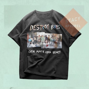 Limited Destroy Boys T-shirt - Destroy Boys Open Mouth, Open Heart Album Tee