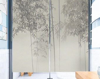 Custom Size Anti-UV Bamboo Art Window Film Frosted Privacy, Glue-Free Static Cling Decorative Glass Door and Window Film