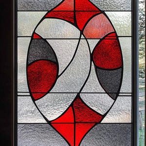 Customized Size Abstract Red Stained Glass Window Film Decorative ...