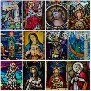 Customized Window Film Stained Glass Films Jesus Christ Virgin Mary Window Sticker Paper Door Stickers Vintage Church Style
