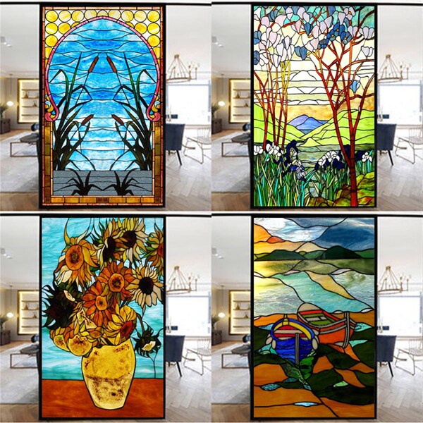 Shower Door Film Stained Glass Etsy