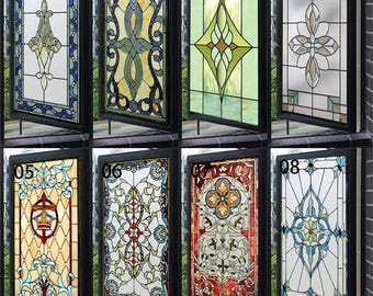 Custom Size Church-Style Frosted Stained Glass Window Film Static Cling Privacy for Door Stickers Kitchen Office and Home Decor