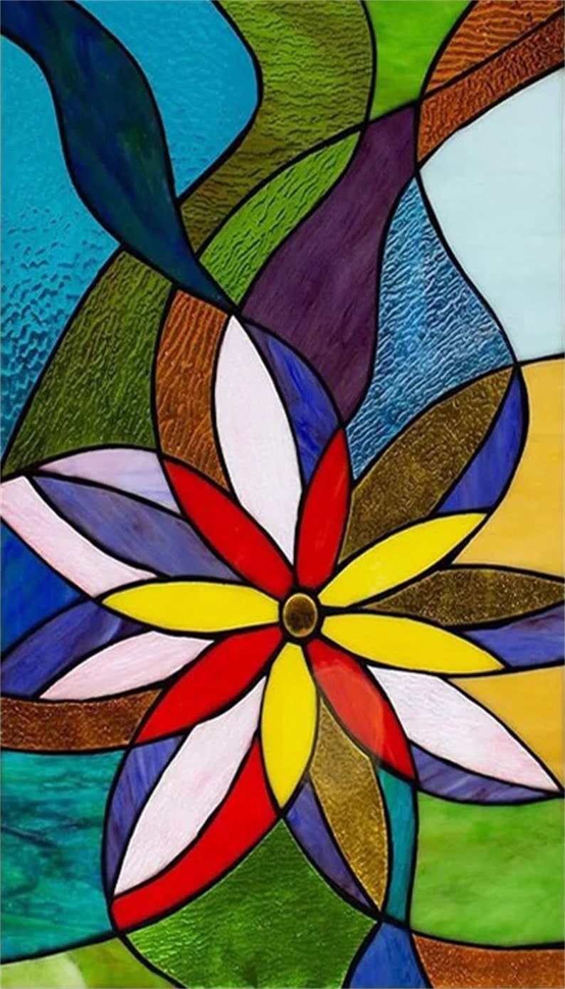 Custom Size Window Film Stained Glass Stickers Static Cling Etsy
