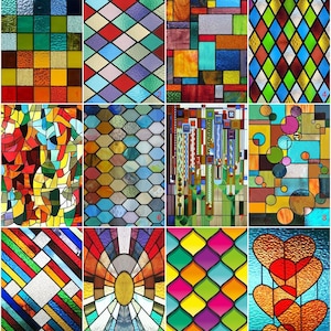 Custom Size Rainbow Effect Stained Glass Window Film Frosted Privacy Decorative Static Cling Sticker for Home Kitchen Bathroom and Office