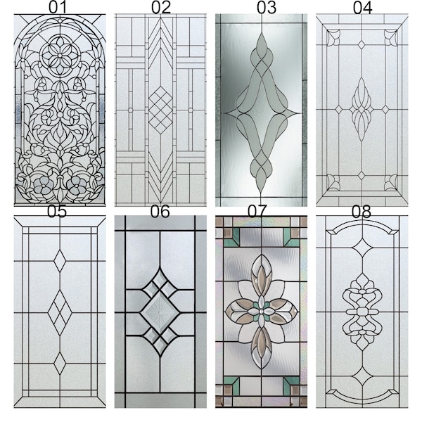 Custom Size Stained Glass Window Film Frosted Privacy Static Cling Retro Geometry Stickers Shower Bathroom Office Home Decor