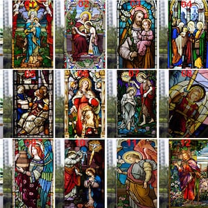 Películas de vitral de tamanho personalizado, estilo igreja, Jesus Cristo, Virgem Maria, adesivos de janela, adesivos de papel para porta