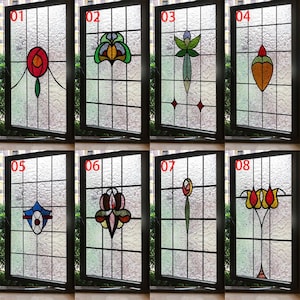 Custom Size  3D Frosted Window Film Stained Glass Effect UV Window Sticker Privacy Static Cling Decor for Glass