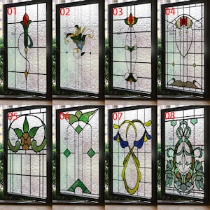 Custom Size 3D Matte Window Film - Stained Glass Style Decorative UV Protection Privacy Frosted Static Cling for Glass Decor