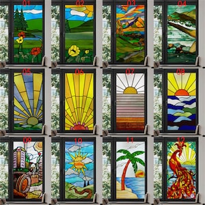 Window Film Stained Glass Stickers Static Cling Frosted Privacy Print Sun,Mosaic For Window Door Home Decor Custom Size