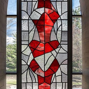 Customized Size Abstract Red Stained Glass Window Film Decorative ...