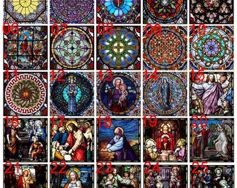 Custom Frosted Stained Glass Window Film,PVC Self-Adhesive Window Films,Retro Church Jesus Decor Foil Stickers Window Treatment