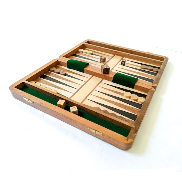 Gepersonaliseerde handgemaakte backgammon set - gegraveerd houten B bordspel voor familieplezier, tavli spel, backgammon reise, kerstcadeau
