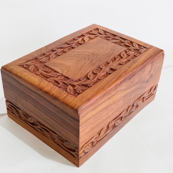 Personalized Handmade Rosewood Urn for Human Ashes - wooden trauer box - Cremation Wooden Urn Large Wooden keepsake box