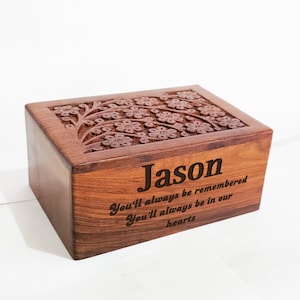 Personalized Handmade Urn for Human Ashes - Rosewood Urn Wooden Box - Cremation Wooden Urn for Human Ashes Large Wooden Urn, keepsake box