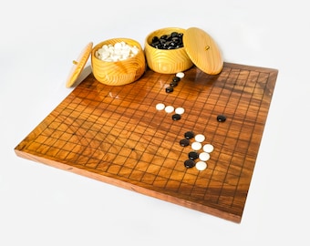 Handmade Rosewood Go Game | 2-Player-Classic Reversible Chinese Strategy Board with rock | Natural Board, Go ban