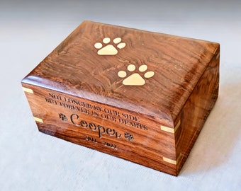 Custom Rosewood Urn for Pet Loss - Engraved Handmade Ashes Box, Ideal for Dog & Cat Remembrance, Sympathy Gift