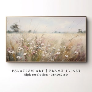 Neutral Wildflower TV Art, Spring Decor, Samsung Frame TV Floral Art, Oil Painting, Botanical Summer Garden Screensaver, Digital Download