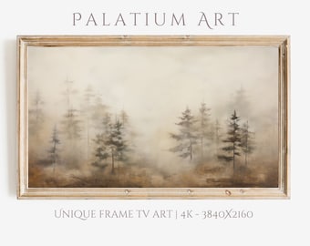 Samsung Frame TV Art, Misty Forest Painting, Fall Art, Autumn Art for TV, Aesthetic Decor, Instant Download