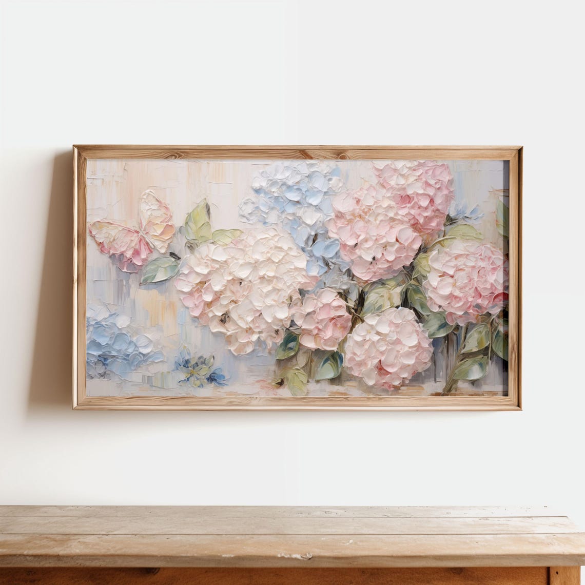 Hydrangeas Frame TV Art, Floral Impasto Painting, Home Decor, Botanical ...