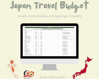 Japan Trip Budget Planner Excel - Travel Expense Tracker for Japan Vacation - Editable Digital Download