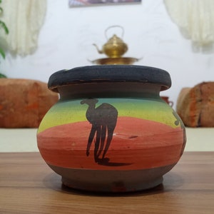 Moroccan Clay Ashtray, Decorative Ashtray, Hand-painted Clay Ashtray, Handmade Clay Ashtray, Handcrafted Clay Ashtray