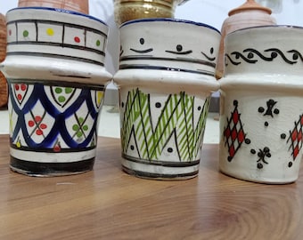Handcrafted Ceramic Mug Set: Moroccan Tea Cups, Safi Design