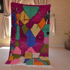 Berber Carpet, Colorful Rug, Moroccan Rug, Handmade Rug, Wool Rug, Bohemian style, Boujaad carpet, Traditional Rug, Artistic Rug, Custom Rug
