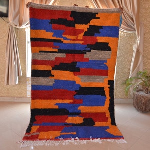 Boujad Carpet, Abstract Rug, Beni Ourain Rug, Berber Carpet, Moroccan rug, Handmade Rug, Traditional Rug, Colorful Rug, Wool Rug, Custom Rug