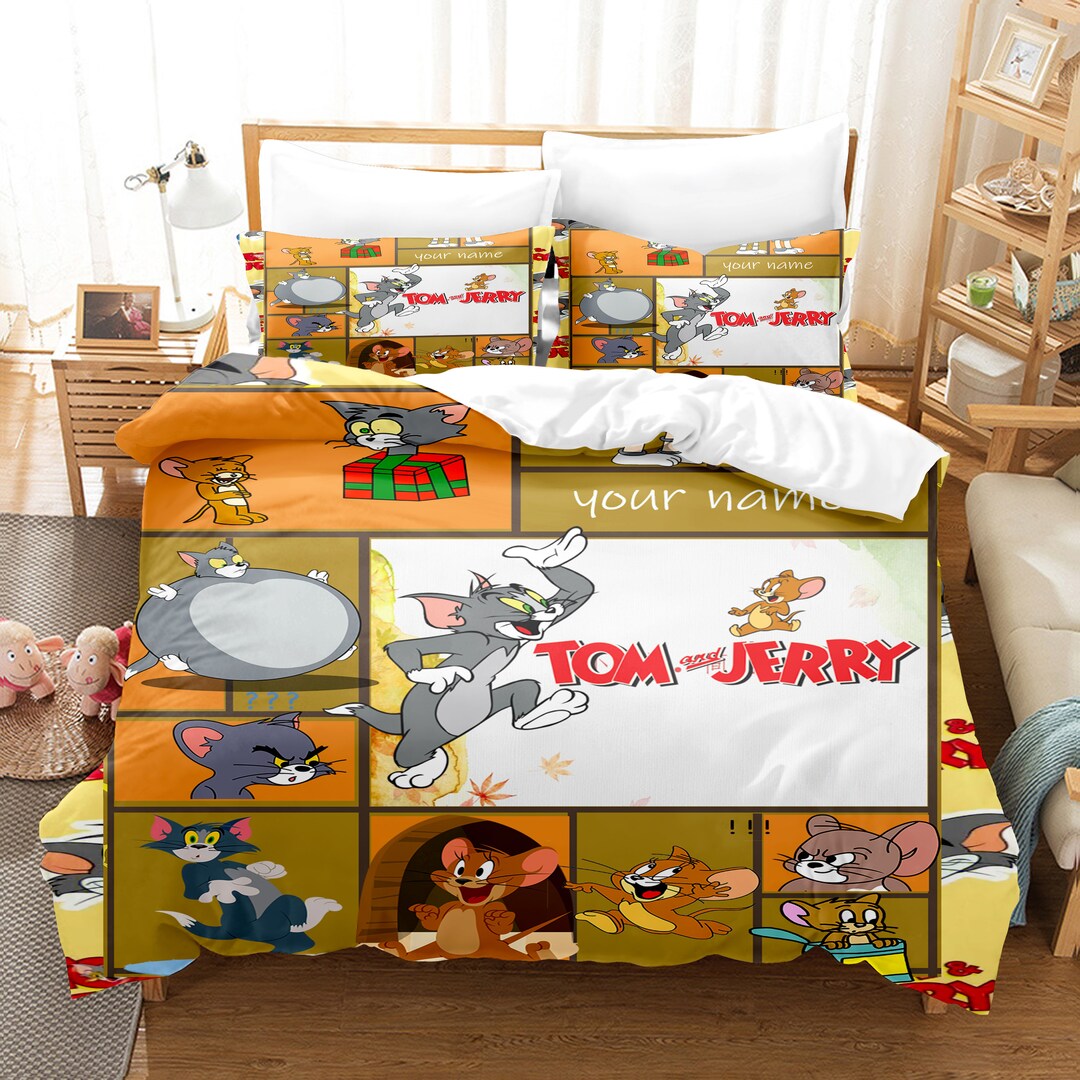 3D Printed Custom Name Tom and Jerry Bedding Duvet Cover Etsy