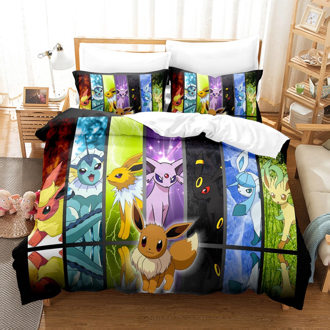 3D Printed Cartoon Pokemon Eevee Bedding Duvet Cover Etsy