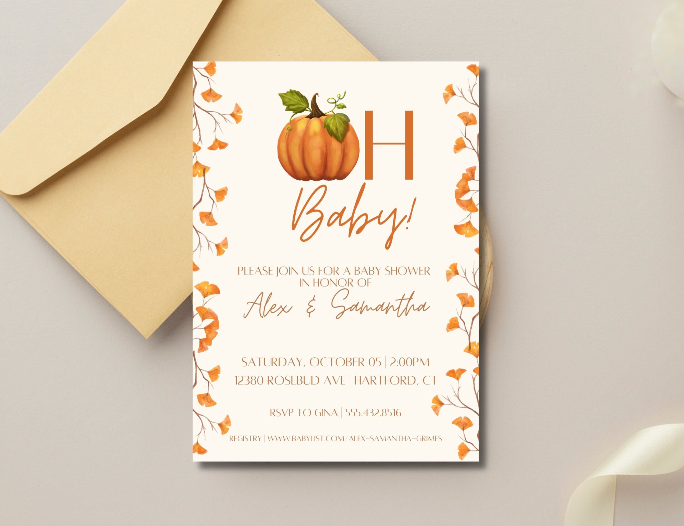 Pumpkin Baby Shower Invitation – Editable Fall Evite (canva Download ...