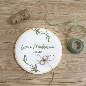 Telaio ricamato, realizzato a mano, completamente personalizzabile per matrimonio.