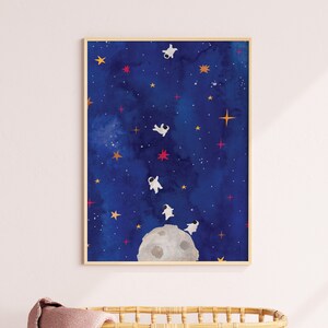 Space Art Moon walk Astronaut Digital PRINTABLE Nursery Art for Boys and Girls Kids room wall art DIGITAL PRINT