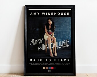 Cartel del álbum "Back To Black" de Amy Winehouse / Múltiples opciones de color / Decoración de la pared / Carátula del álbum / Música