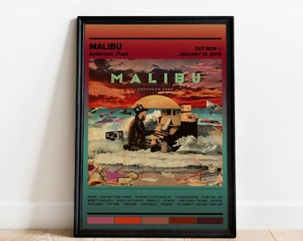 Anderson .Paak "Malibu" Album Poster / Múltiples opciones de color / Decoración de la pared / Arte del álbum / Música