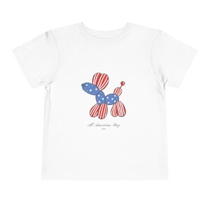 All American Dog Balloon Toddler Tee, Cute Kids Shirt, American Holiday Outfit, 4th of July, Toddler Summer Apparel, Red White Blue Kids