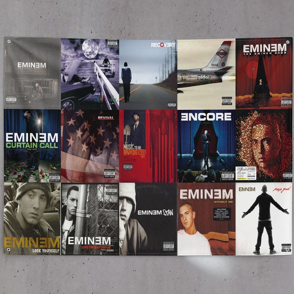 Eminem / Album Tapestry /Song Flag / Dorm Music Décor / Album Cover Collage / Music Tapestry