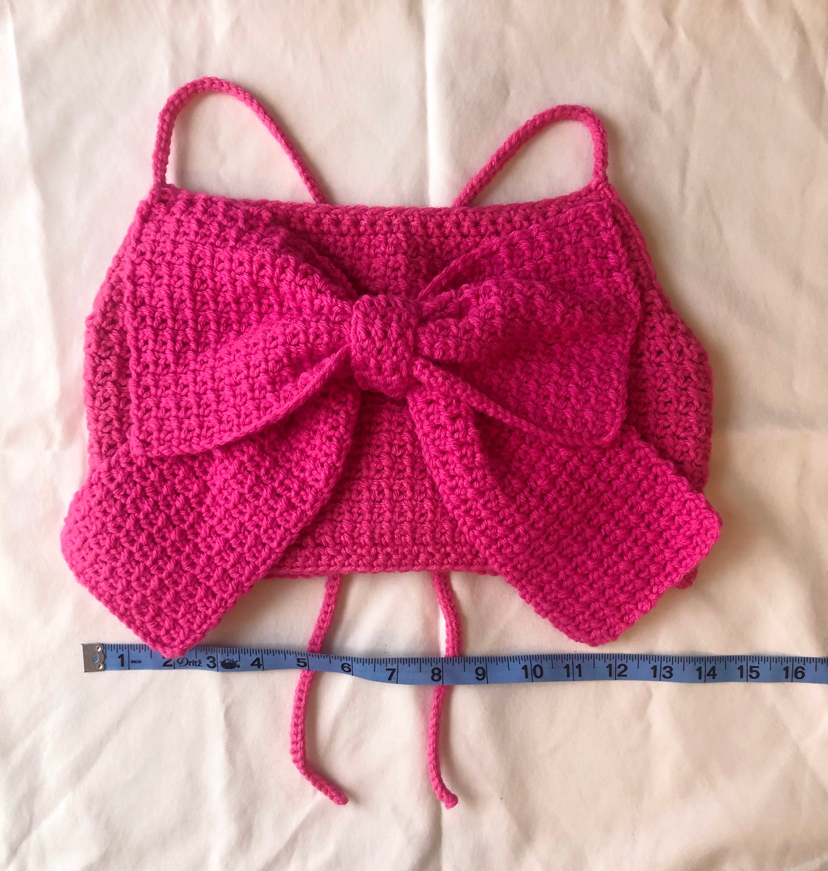 Knit Bow Embroidery Crop Top