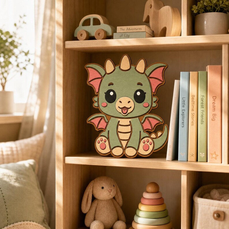 Baby Dragon SVG Laser Cut File – 3-layer Nursery Wall Art & Kids Room ...
