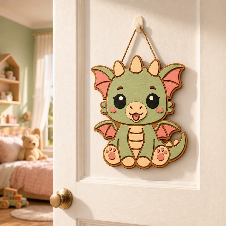 Baby Dragon SVG Laser Cut File – 3-layer Nursery Wall Art & Kids Room ...