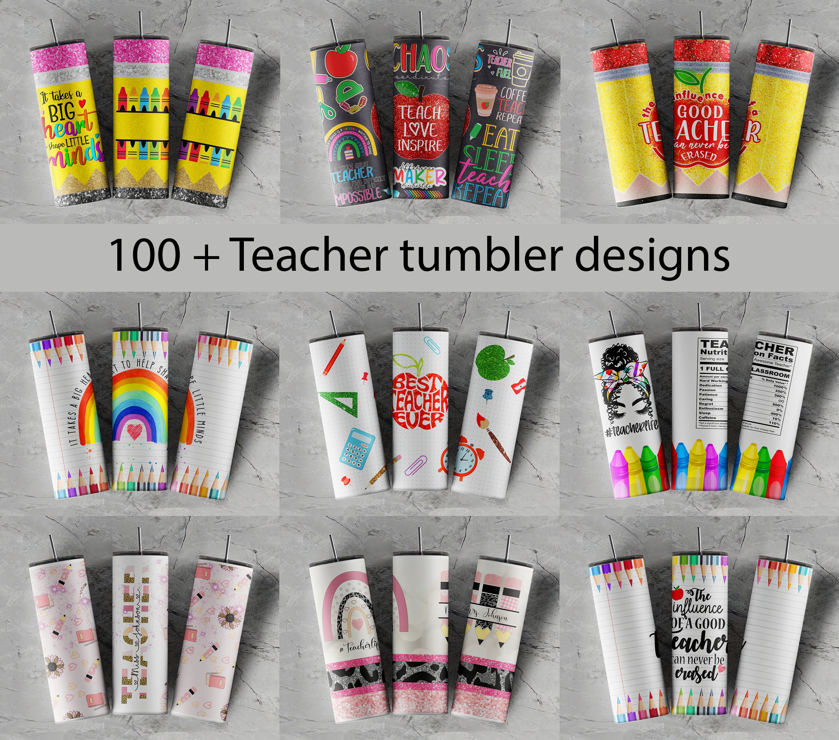 20 oz SUBLIMATION Teacher Love Tumblers — Momma's Mug & More