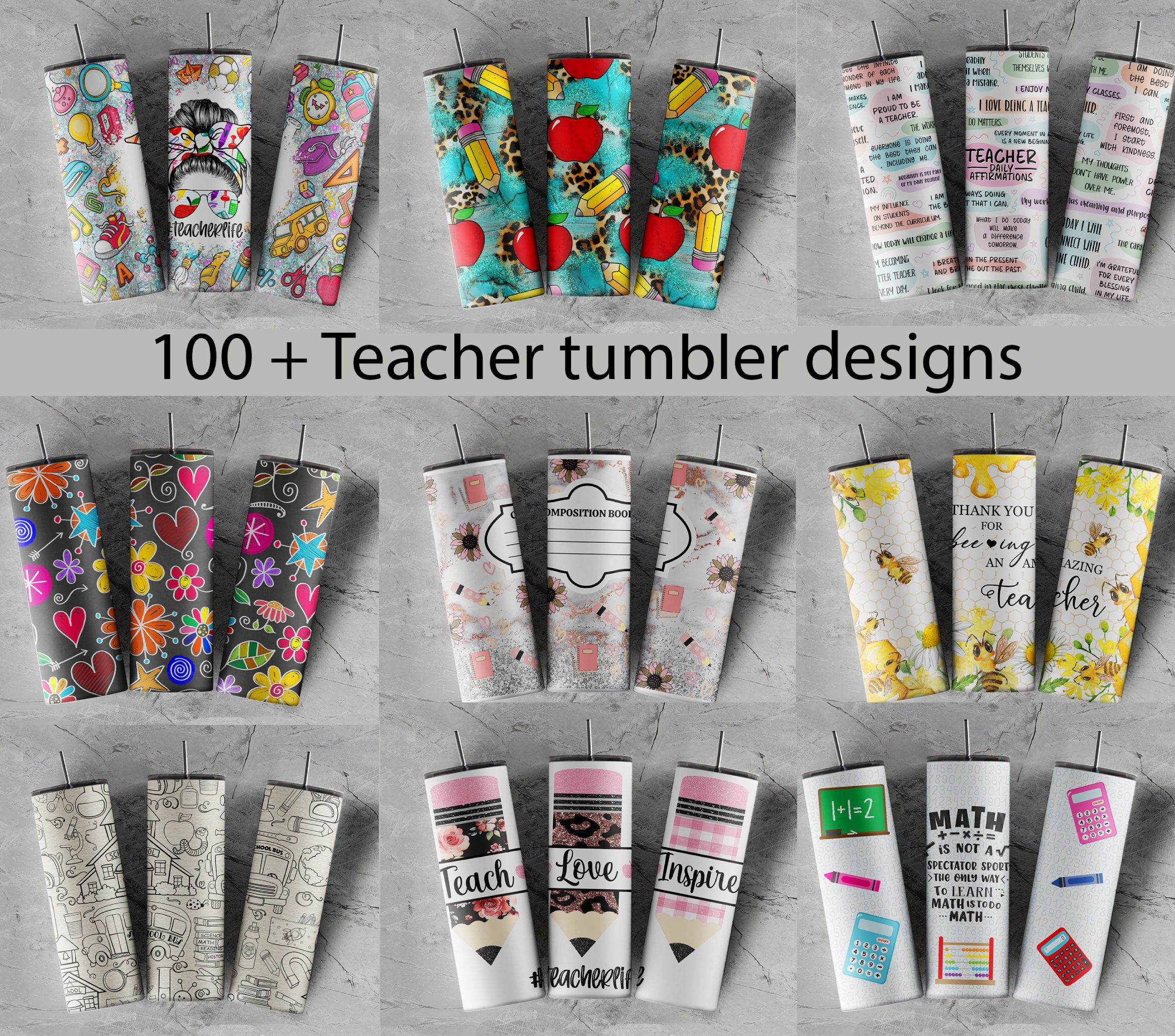 Pastel Teacher 20oz Sublimated Gloss Tumbler | Stainless Steel