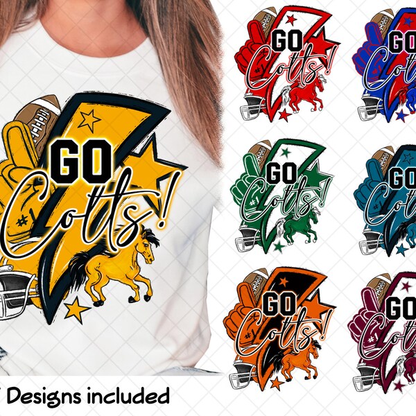 7 Designs Go Colts Football Sublimation Design PNG / Tshirt Mugs Tumbler Sublimation - PNG / Football sublimation, mascot png