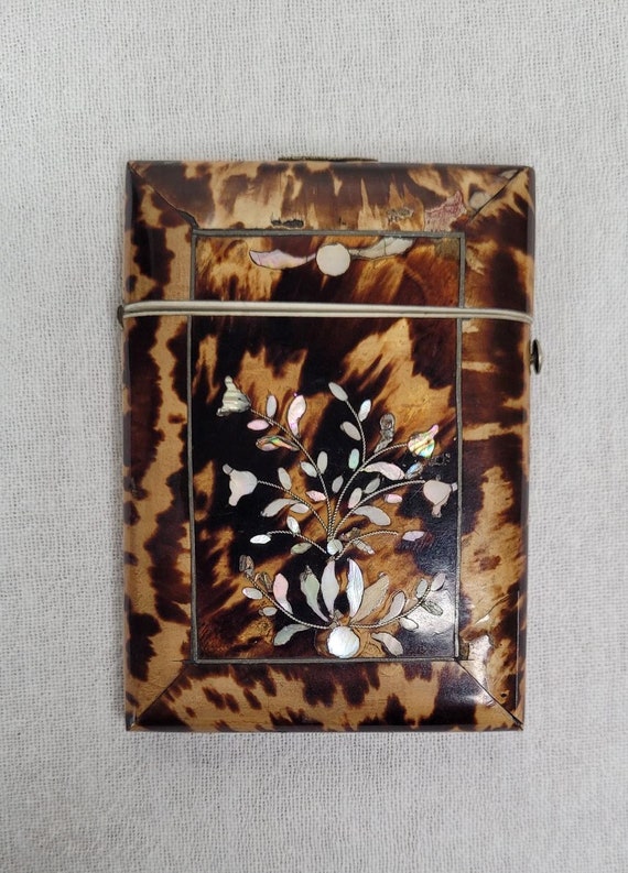 Antique Victorian Tortoiseshell Calling Card Case… - image 3